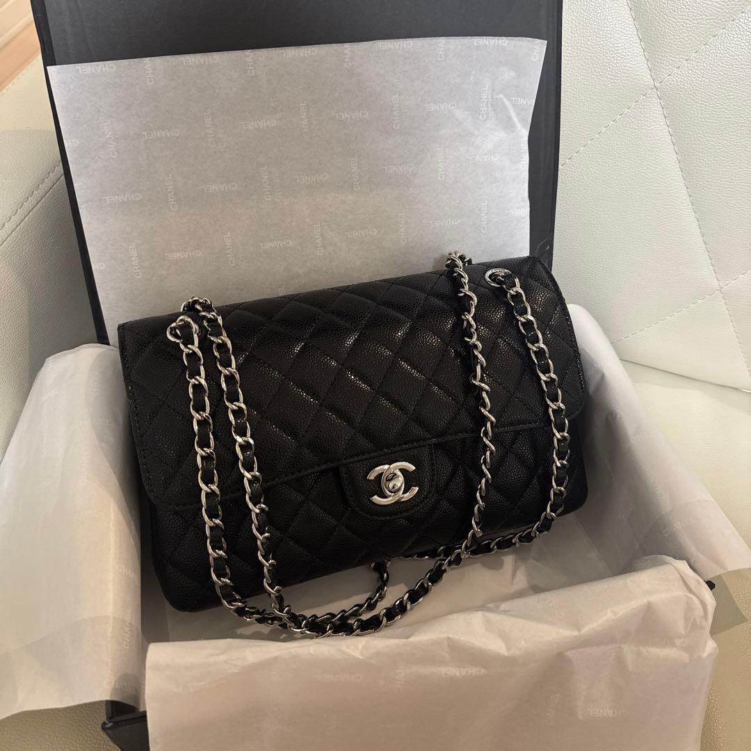 ノベルティCHANEL チェーン フラップバッグ キャビアスキン 2way