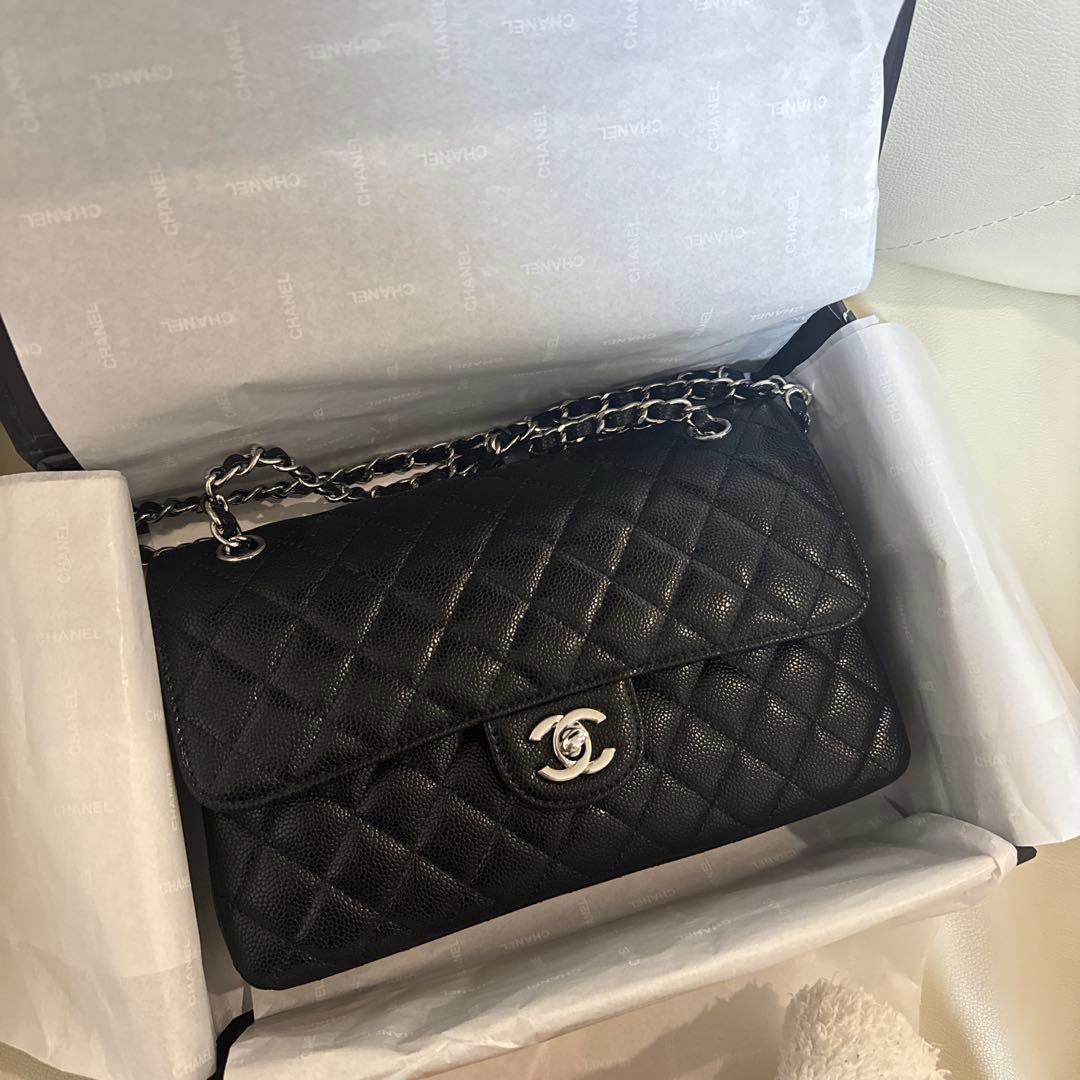 ノベルティCHANEL チェーン フラップバッグ キャビアスキン 2way