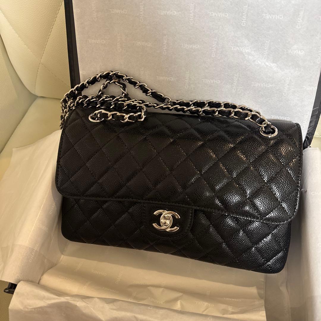 ノベルティCHANEL チェーン フラップバッグ キャビアスキン 2way