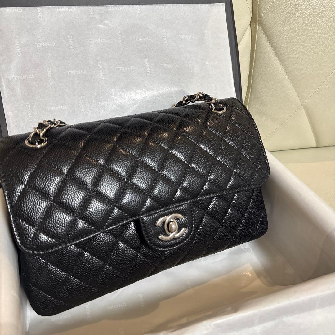 ノベルティCHANEL チェーン フラップバッグ キャビアスキン 2way