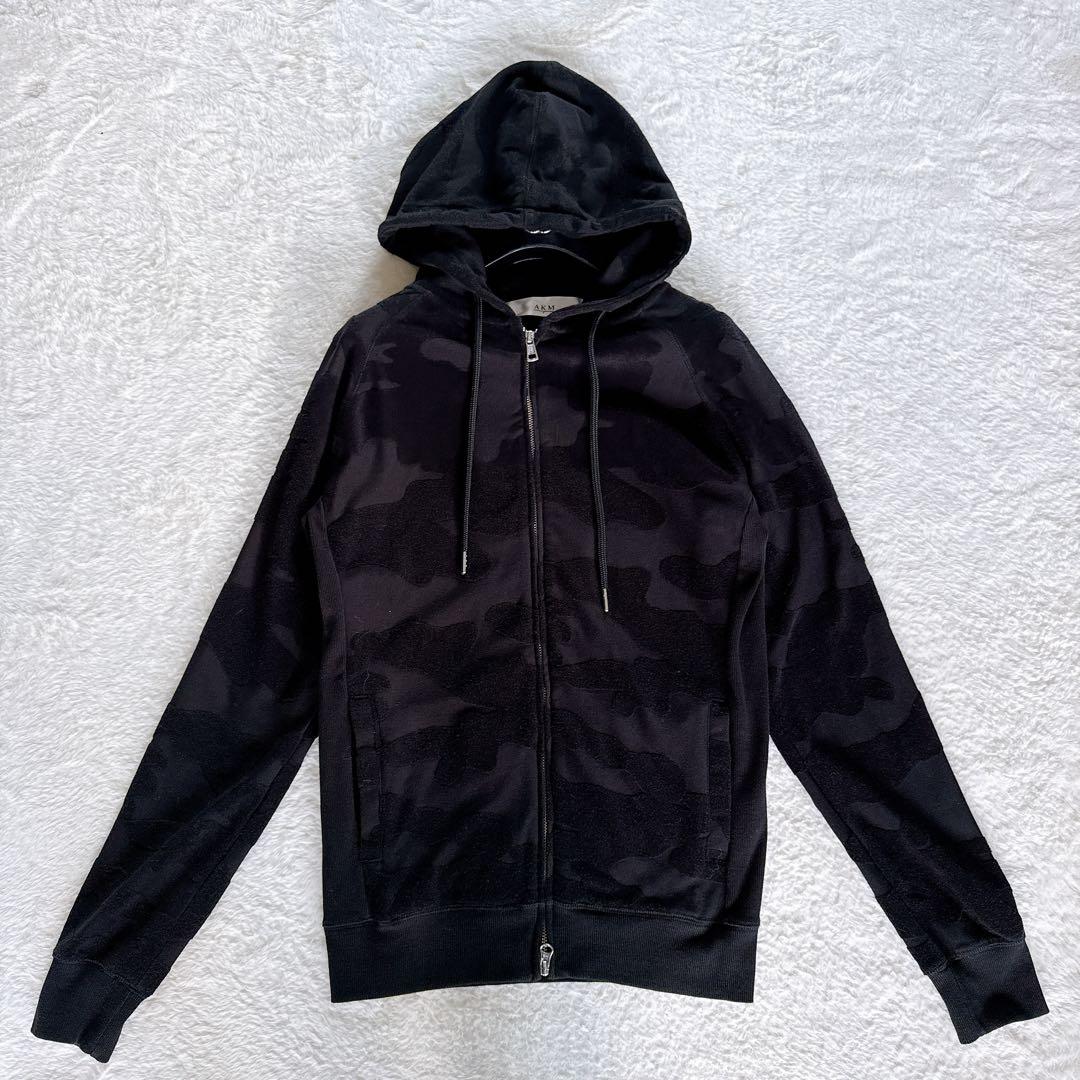 【AKM】セットアップ ジップパーカー パンツ XLサイズ ブラック カモフラ