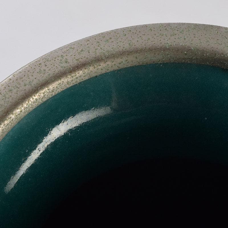 七宝焼　緑釉　花文　花瓶　共箱　V　R9334