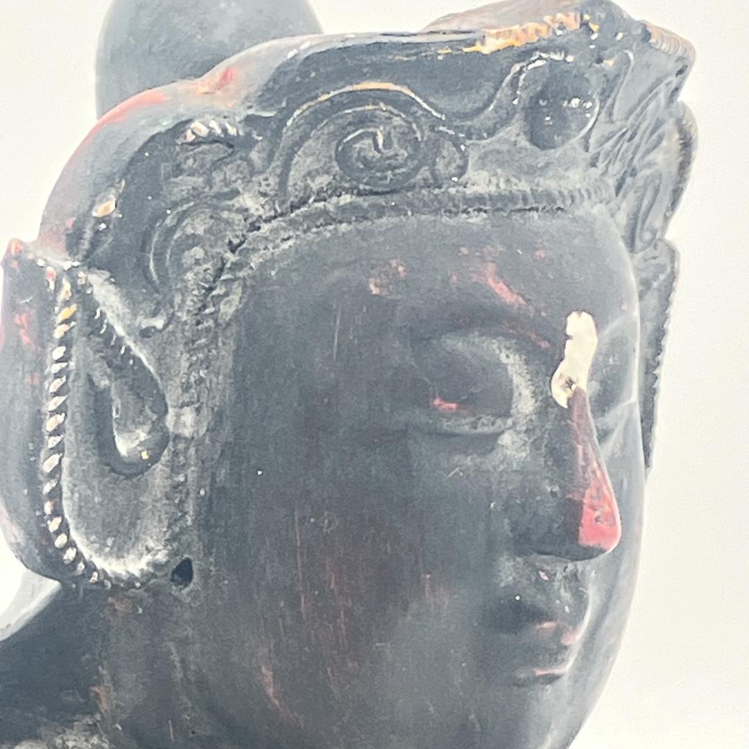 【中国美術】木彫 　精密細工 　時代物　 唐物　木彫乾漆　武財神　 古玩