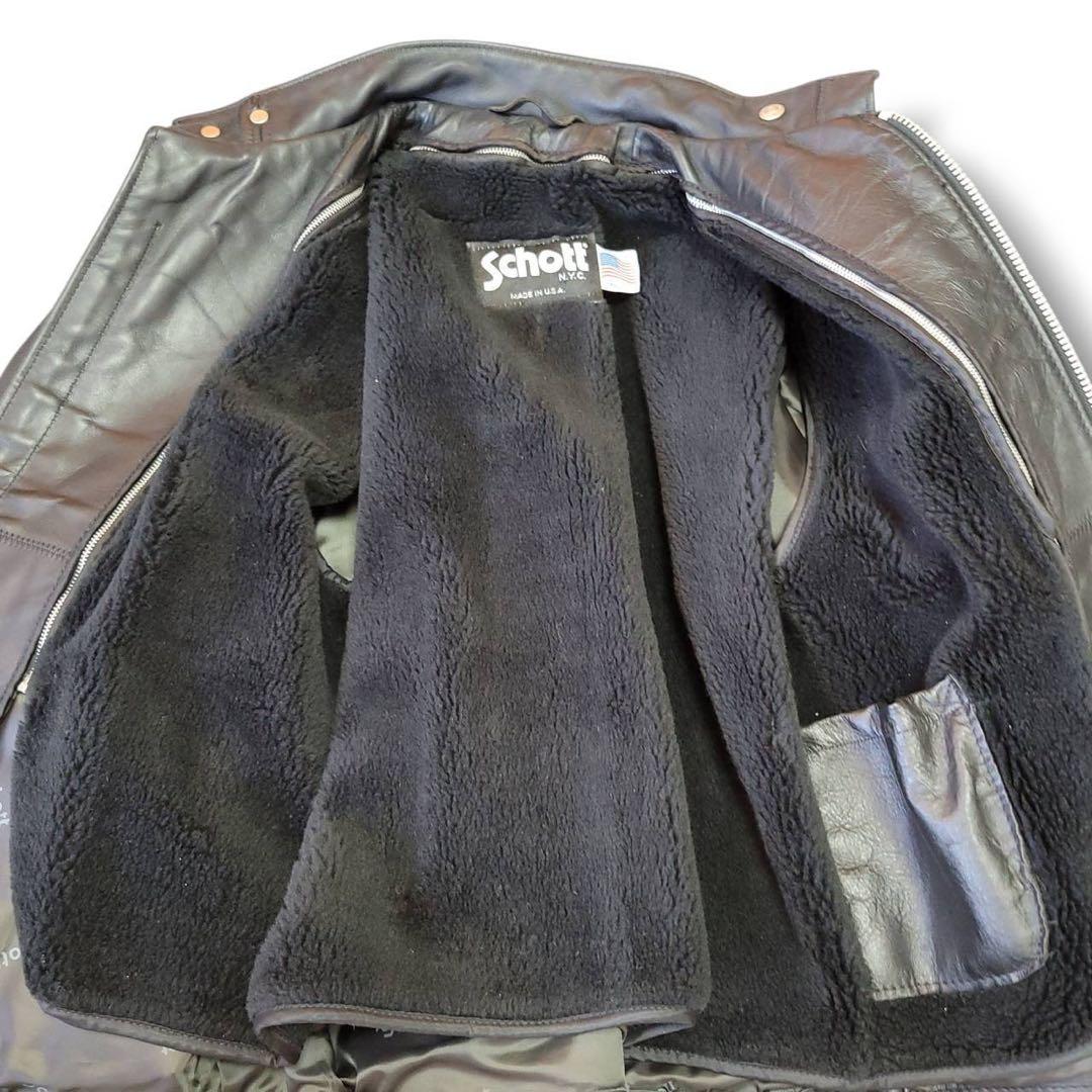 米国製　サイズ42 ショット 641 シングルライダース カウレザー 黒