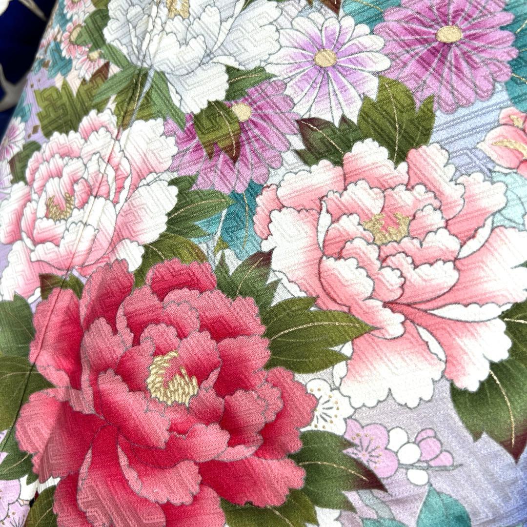 467 振袖フルセット 正絹 濃青 ブルー やまと誂え 金彩 暈し染め 華やか