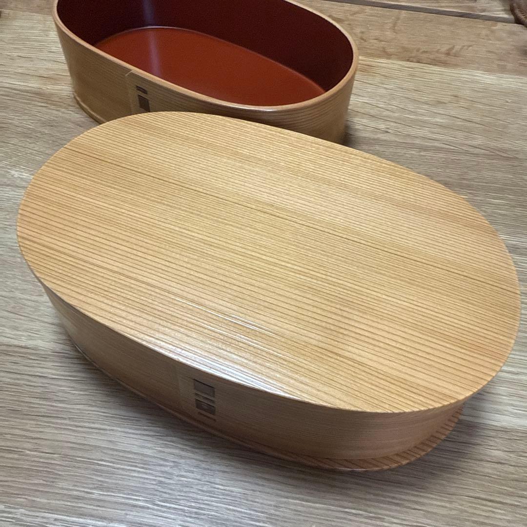 秋田　曲げわっぱ　未使用　弁当箱 朱塗　2段重ね