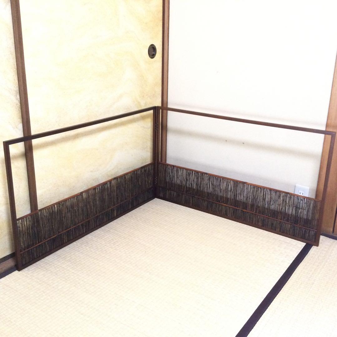 夏用 風炉先屏風 桑縁黒竹簾 杉乃井謹製 茶道具 紙箱付 L173