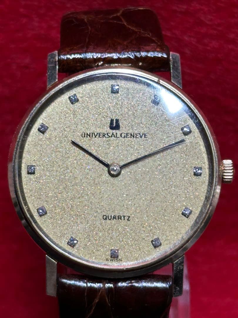 UNIVERSAL GENEVE クォーツ 腕時計 12Pダイヤ14K 金無垢