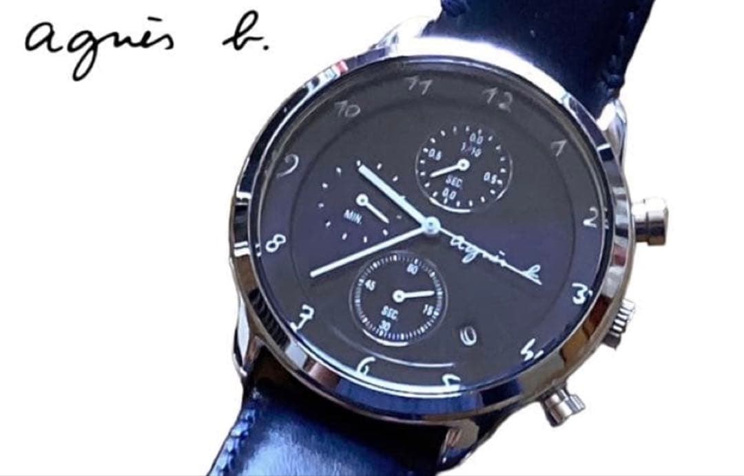 agnes b. マルチェロ クロノグラフ腕時計 レザーベルト