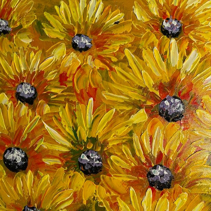 手書き油絵 ひまわり畑（大）額付 絵画 インテリア 油彩画