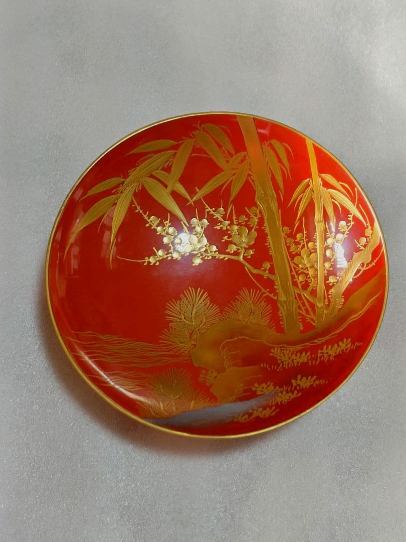 蒔絵付　三宝　三つ組み盃セット　花月堂　木箱入り　漆塗り