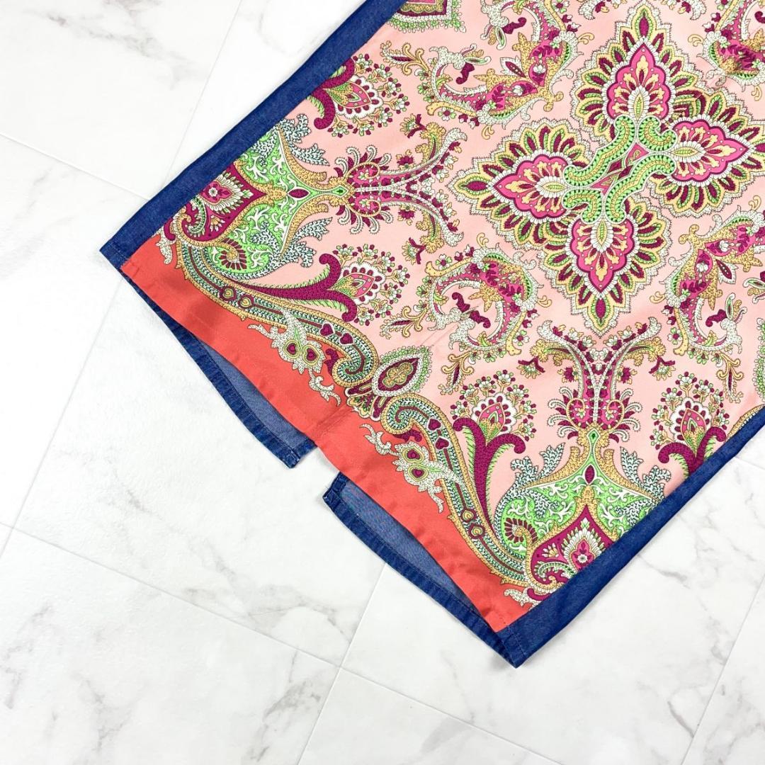 美品 ETRO プリントツイルパネルシャンブレースカート サイズ42*CD324