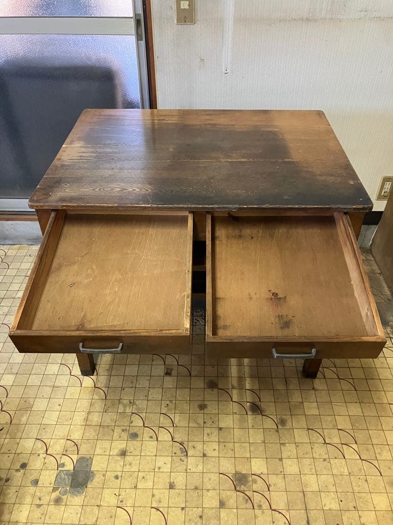 レトロ商品　アンティーク木製作業台 引き出し付き