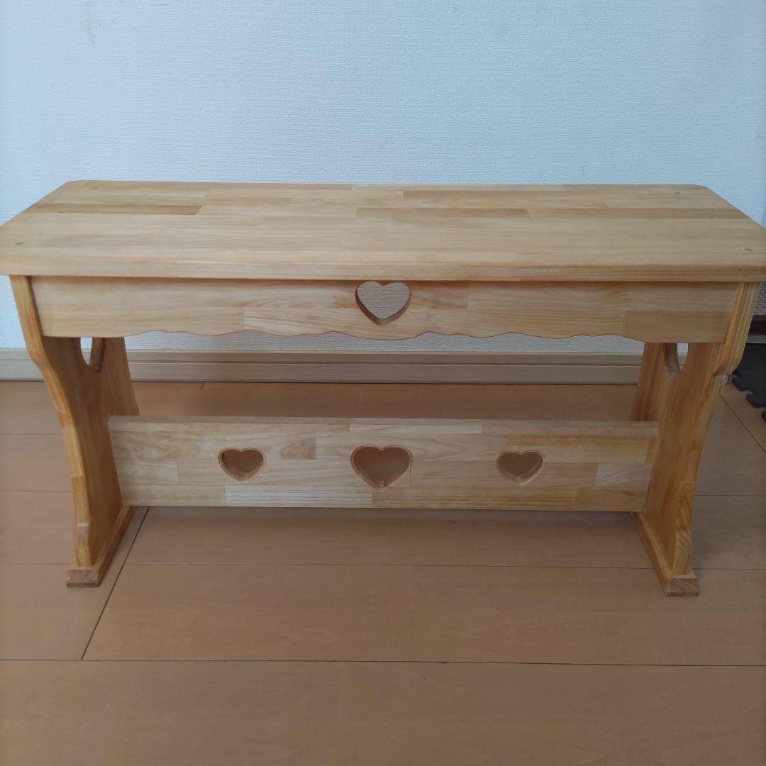 カントリー家具　ハート　ベンチ　　チェア　長椅子　木製　ハンドメイド