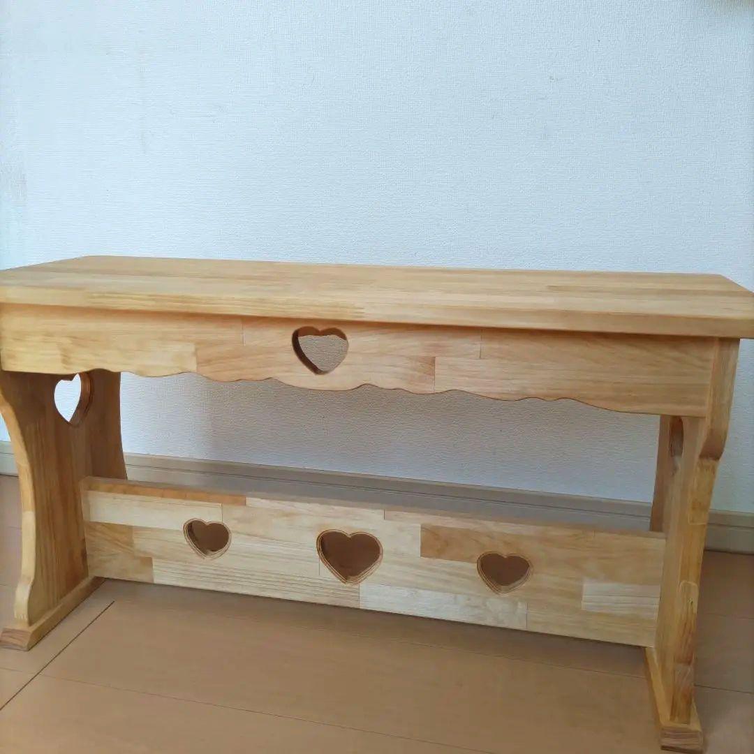 カントリー家具　ハート　ベンチ　　チェア　長椅子　木製　ハンドメイド