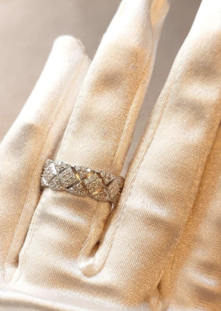 2506 最高級 モアサナイト フルエタニティ リング キルティング シルバー