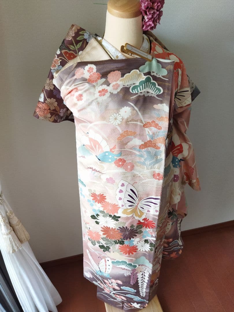 TAO様　432.可愛いくすみピンク　振袖7点セット 正絹　フルセット　成人式