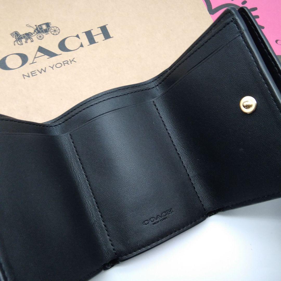 新品　COACH　折り財布　３つ折り財布　ブラック　レディース