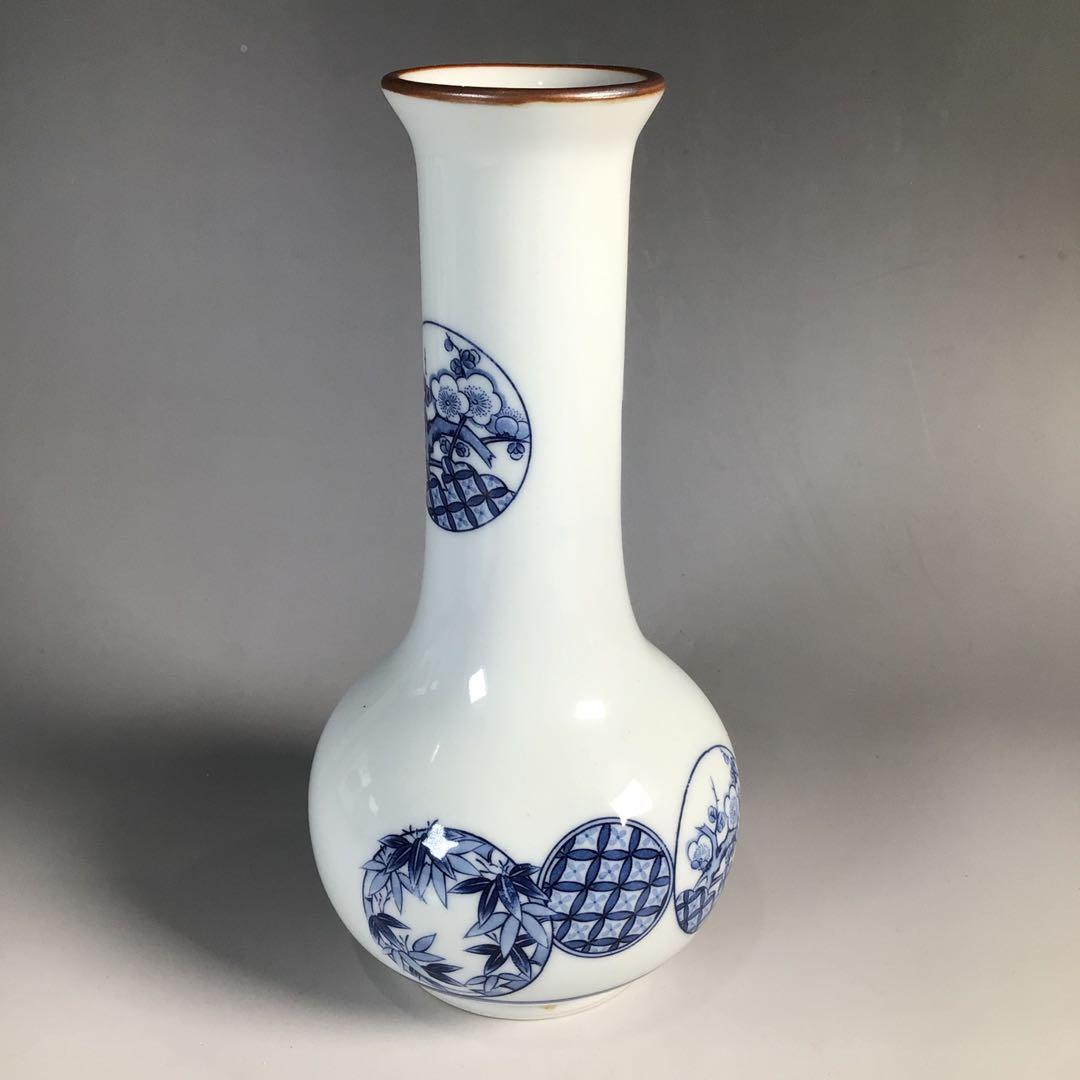 Ｎ１３１　皆具　『千古窯造』『染付花丸文』『水指　建水　蓋置　杓立』　共箱