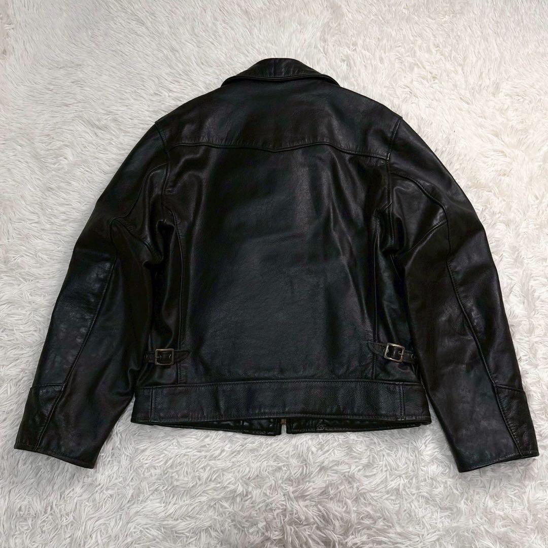 L相当 ⭐️schott 637 レザージャケット　キルティング　Dポケット　黒