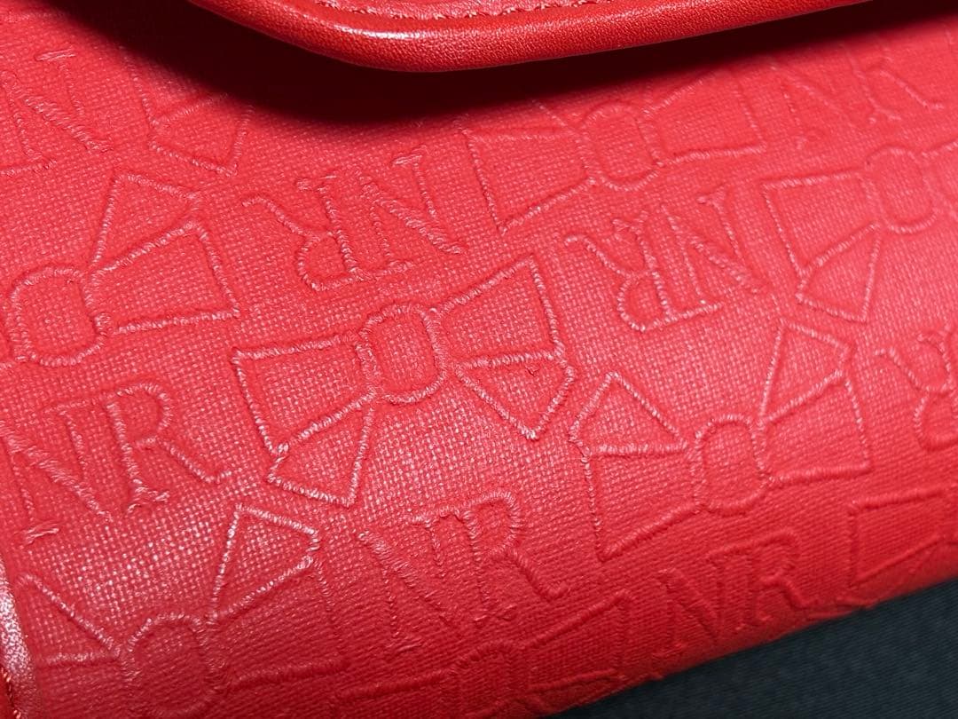 NINA RICCI ニナリッチ　ショルダーバッグ 赤　リボン総柄　ヴィンテージ