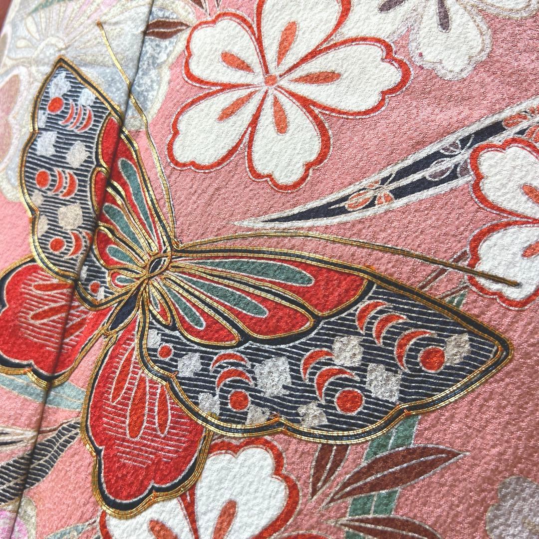 394 振袖フルセット 正絹 ダスティピンク くすみピンク 桃 金彩 暈し染め