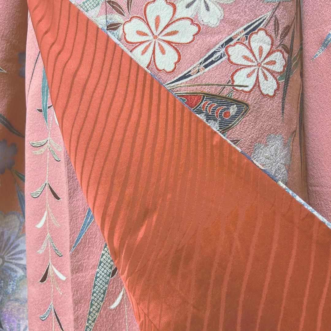 394 振袖フルセット 正絹 ダスティピンク くすみピンク 桃 金彩 暈し染め