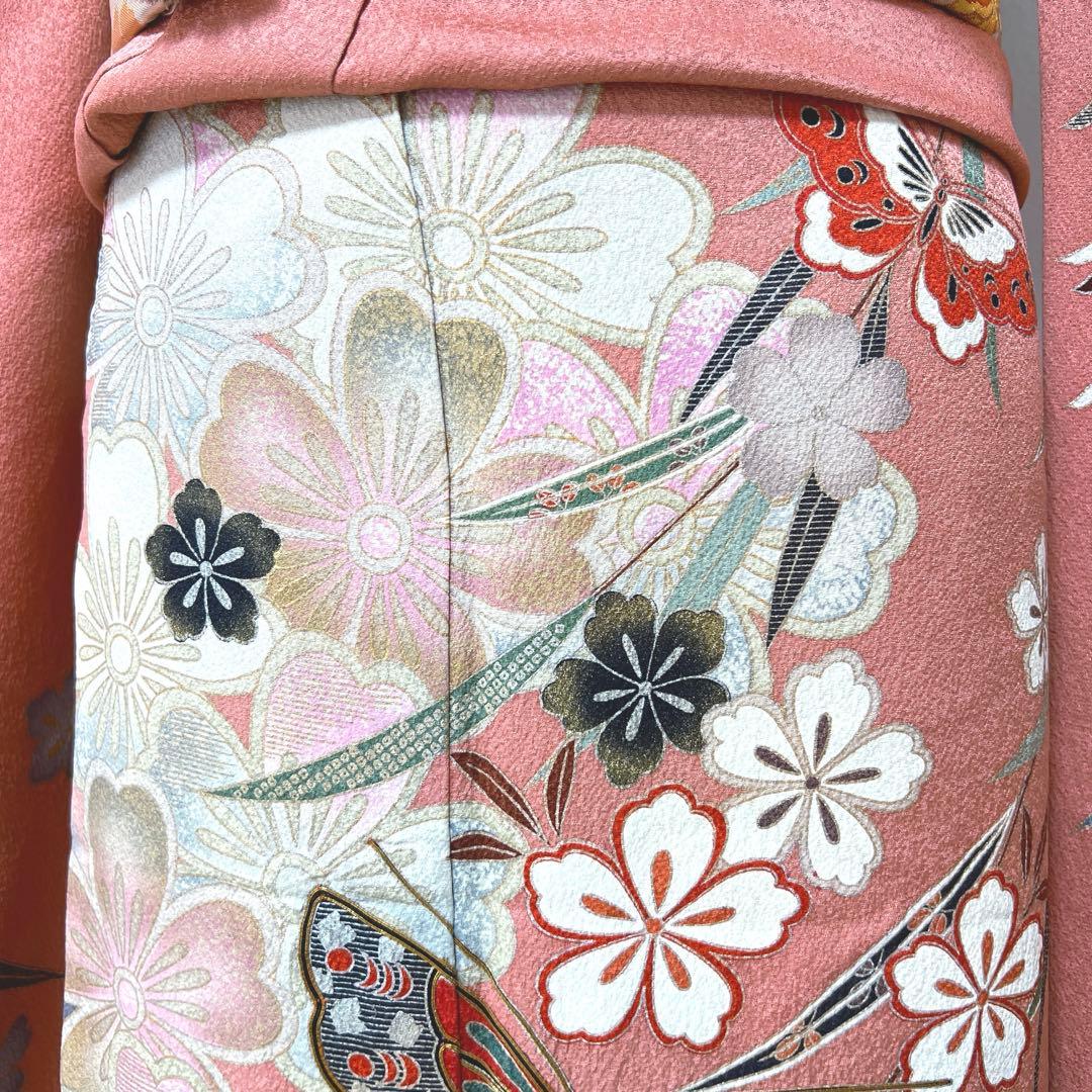 394 振袖フルセット 正絹 ダスティピンク くすみピンク 桃 金彩 暈し染め