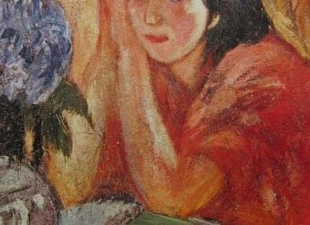 藤島武二、「紫陽花」、希少な画集の額装画、オーダーマット付・日本製新品額入り