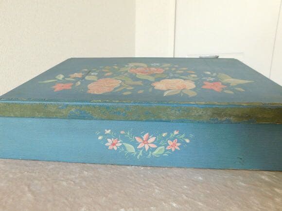 フランス　ライティング　トールペイントのボックス　ブロカント [h028]