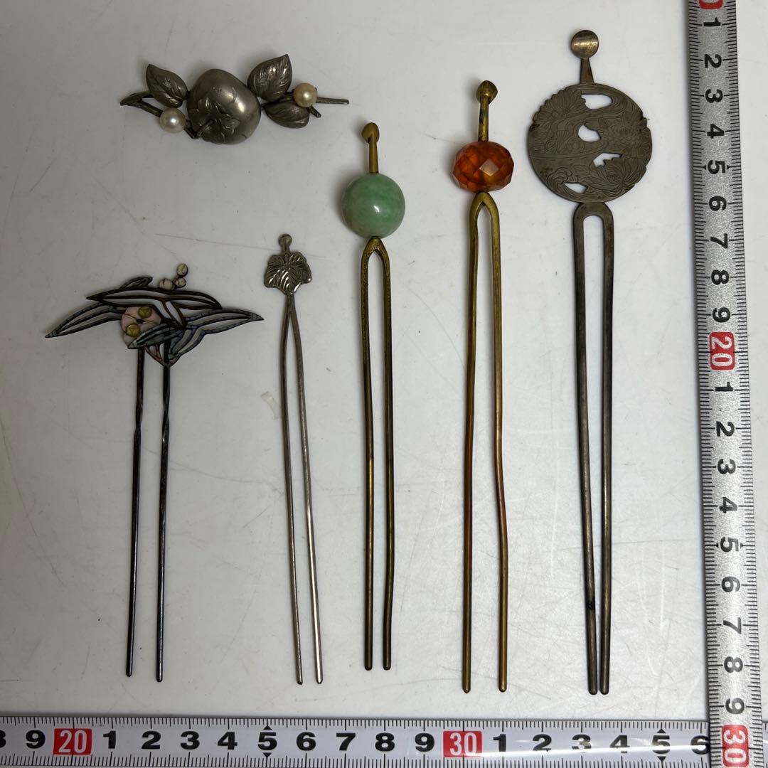 極上 本翡翠 銀細工 簪 ブローチ 106g 東キ8-0127☆2F タサチ