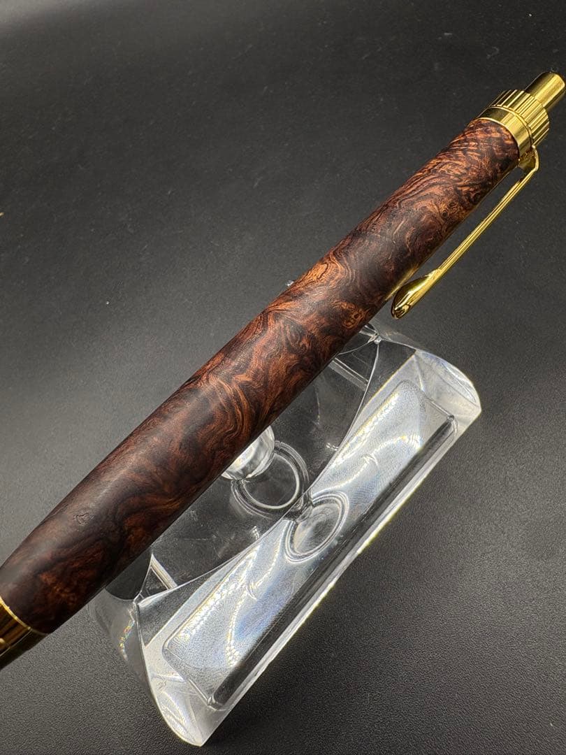 489 超極上　ホンジュラスローズウッド　瘤杢　木軸シャーペン　ボールペン