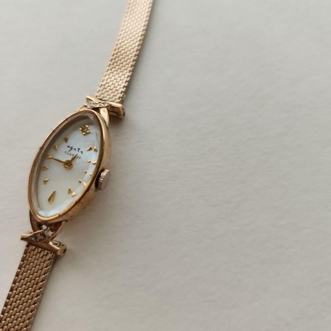 アガットオーバルフェイスジュエリーウォッチ