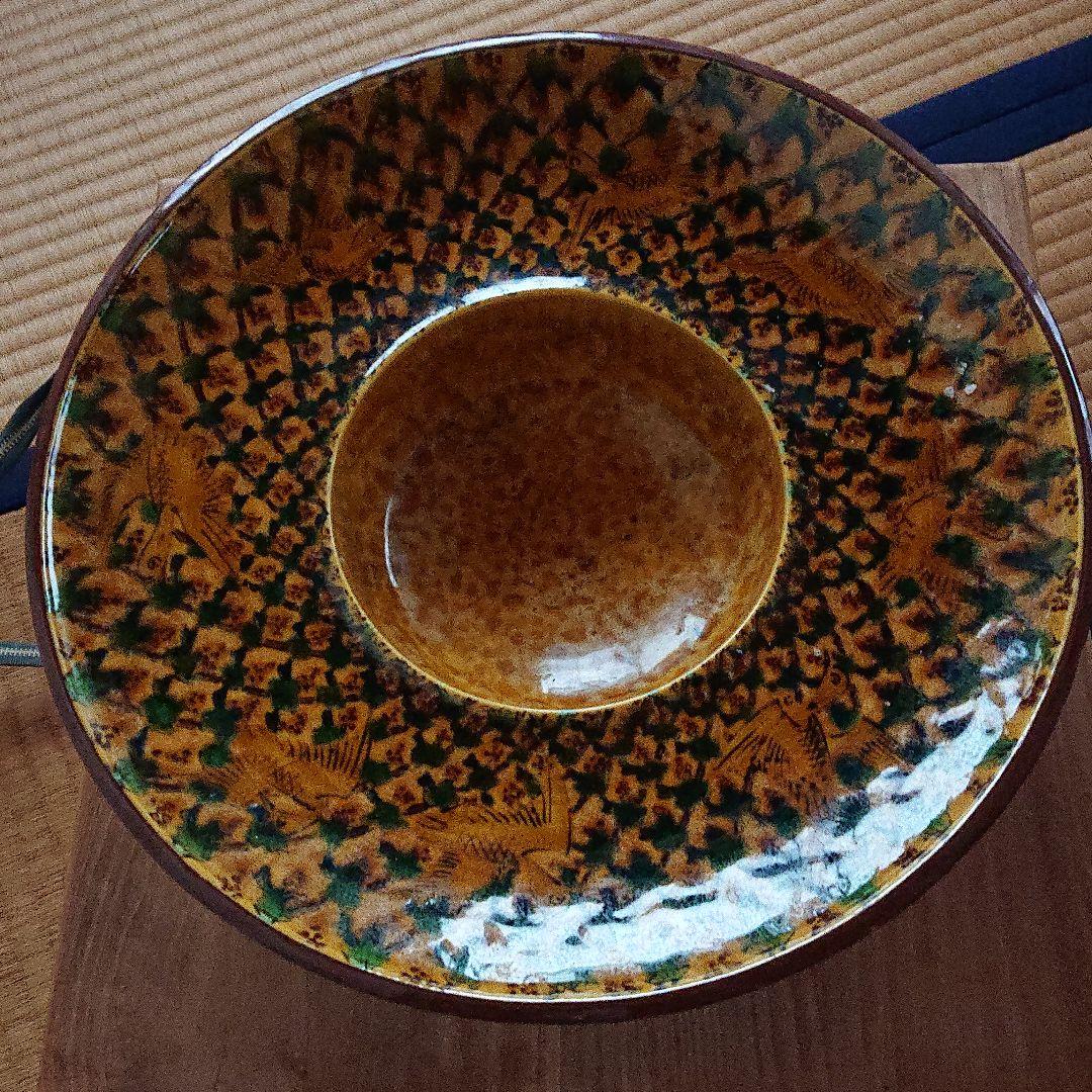 九谷焼 九谷手釉彩 卓上飾 深香窯 浅蔵五十吉造 共箱入　金継ぎ有り