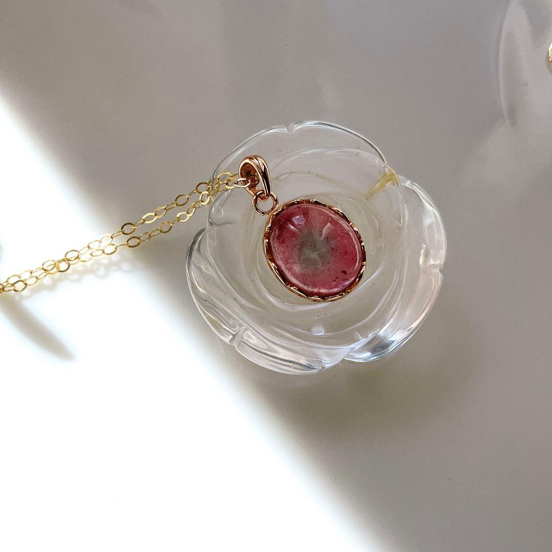 希少✧ピンク/ブルー✧大粒バイカラートルマリンネックレストップ✧ウォーターメロン