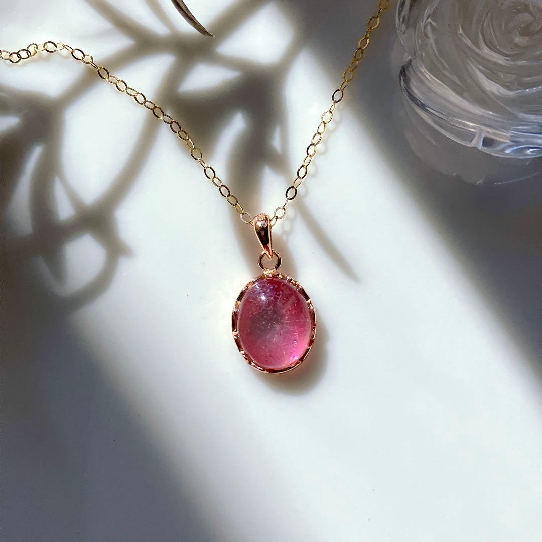 希少✧ピンク/ブルー✧大粒バイカラートルマリンネックレストップ✧ウォーターメロン