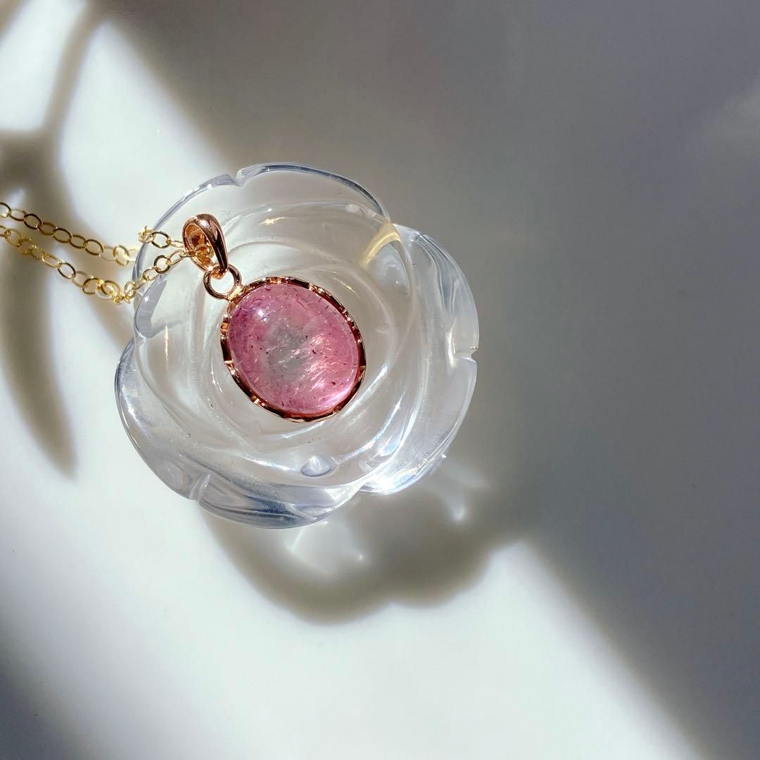 希少✧ピンク/ブルー✧大粒バイカラートルマリンネックレストップ✧ウォーターメロン