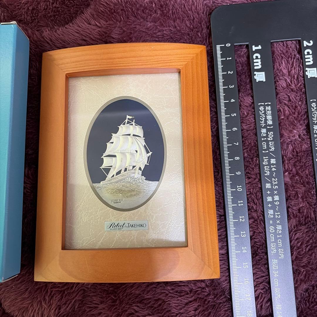 TAKEHIKO 武比古 SILVER999 純銀 ヨット船卓上額　箱付