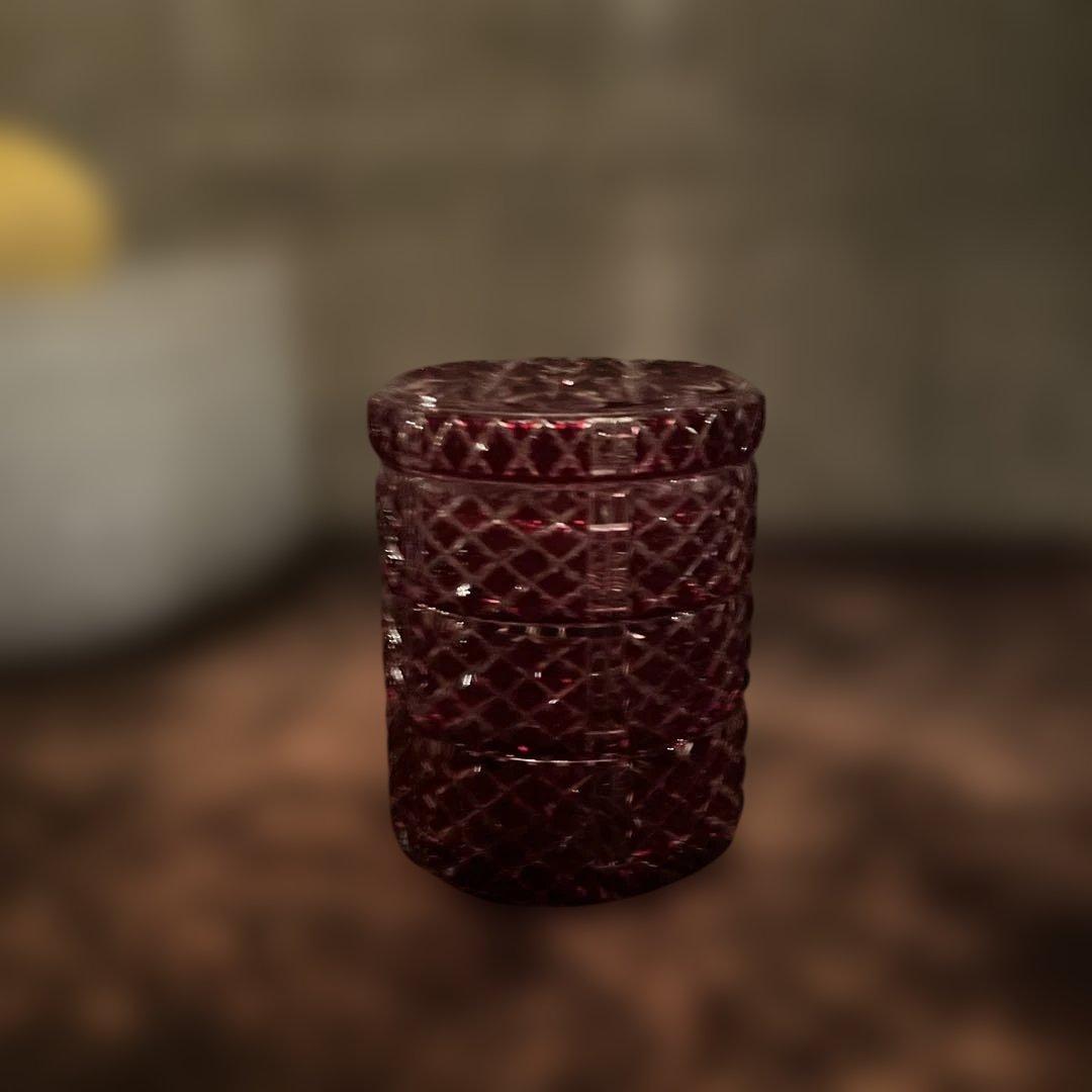 年初お値下げ　伝匠　薩摩切子　三段重　赤　（秀逸品）