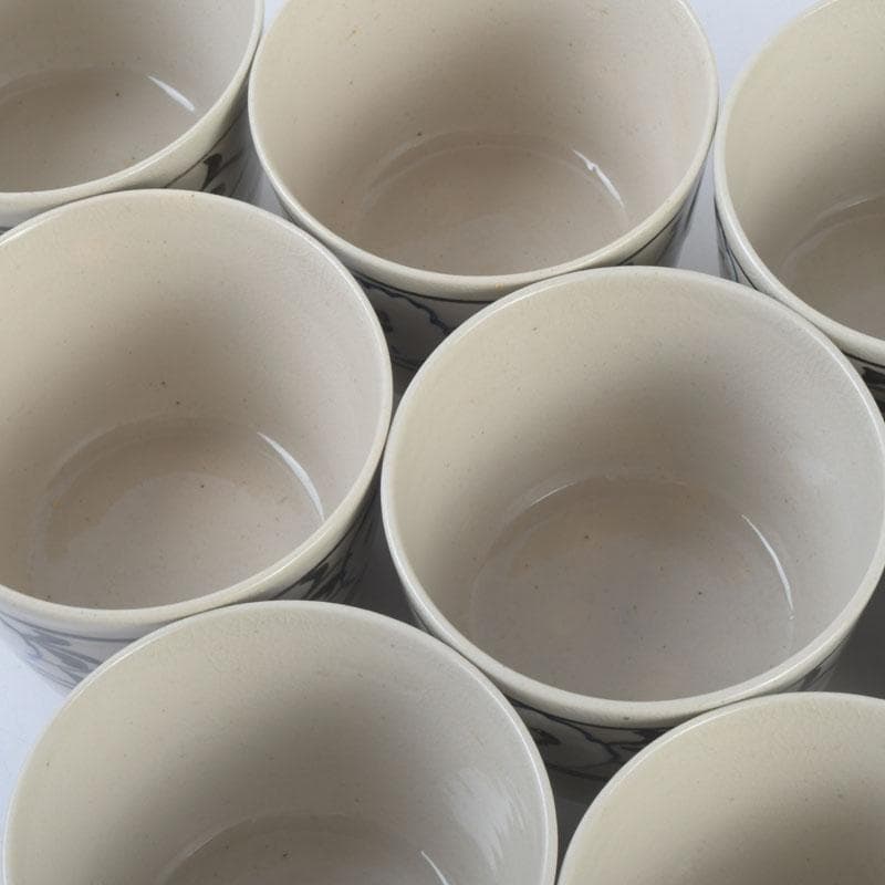 和食器　茶懐石　粟田焼　染付　仁清写菊唐草文　向付　十客　時代箱　V　9296