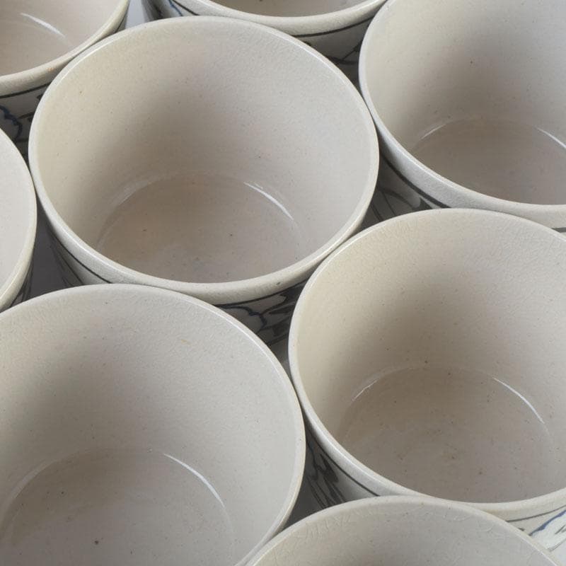 和食器　茶懐石　粟田焼　染付　仁清写菊唐草文　向付　十客　時代箱　V　9296