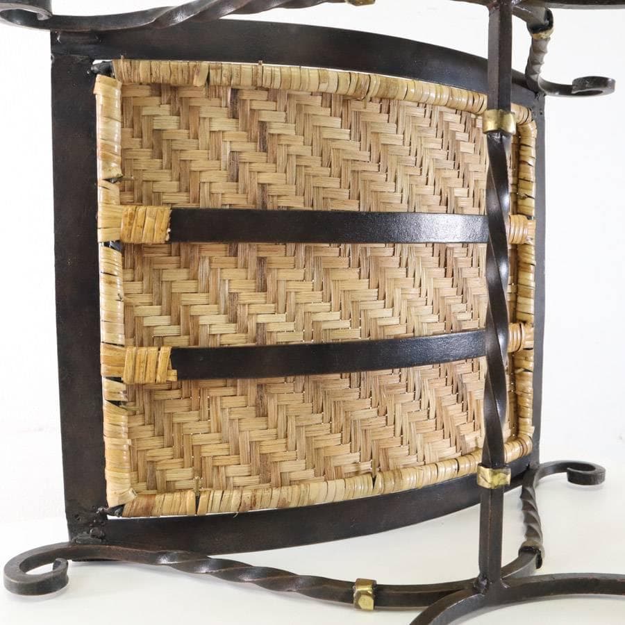 1980年代ヴィンテージ ラタン編み アイアン スツール クラシカル家具