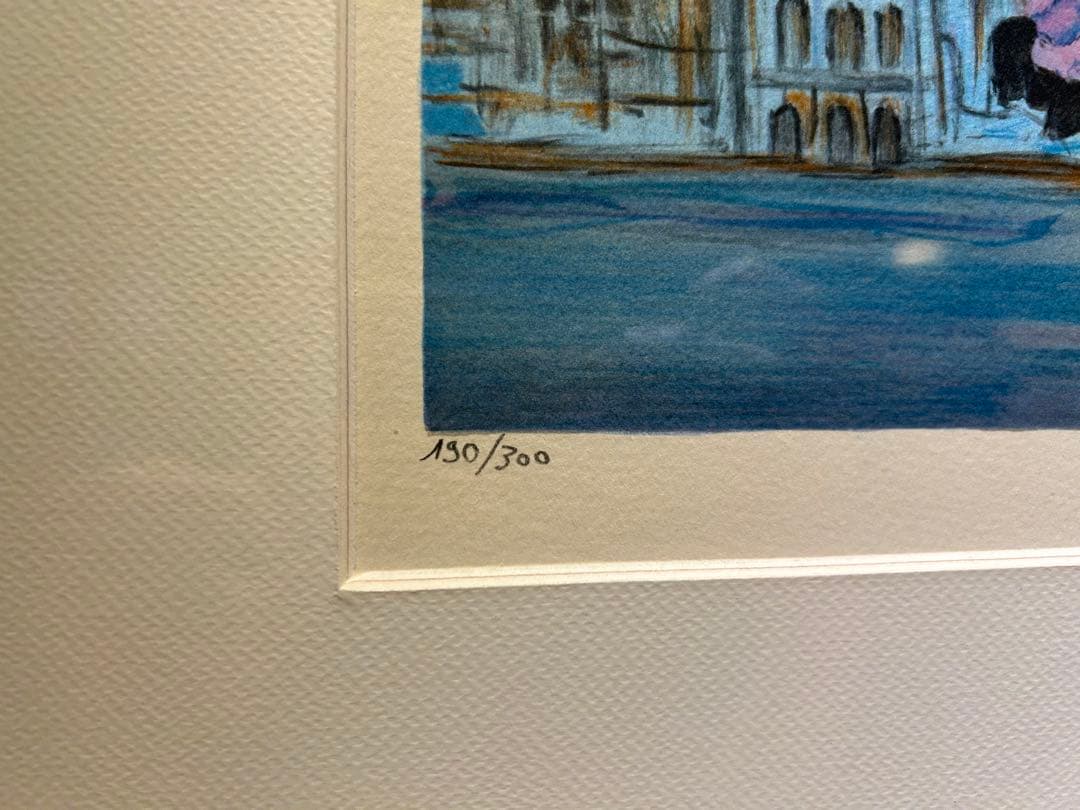 ミシェルアンリ　パンテオンと青い花　リトグラフ