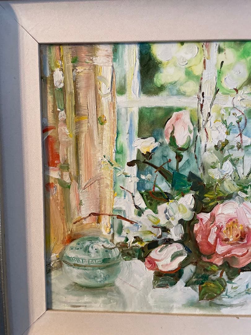 蔵出し 潘衡生　1997年　油絵　中国美品　中国絵　 真作 花 薔薇 油彩画