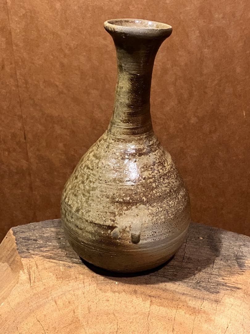 備前　焼き締め　鶴首　花入