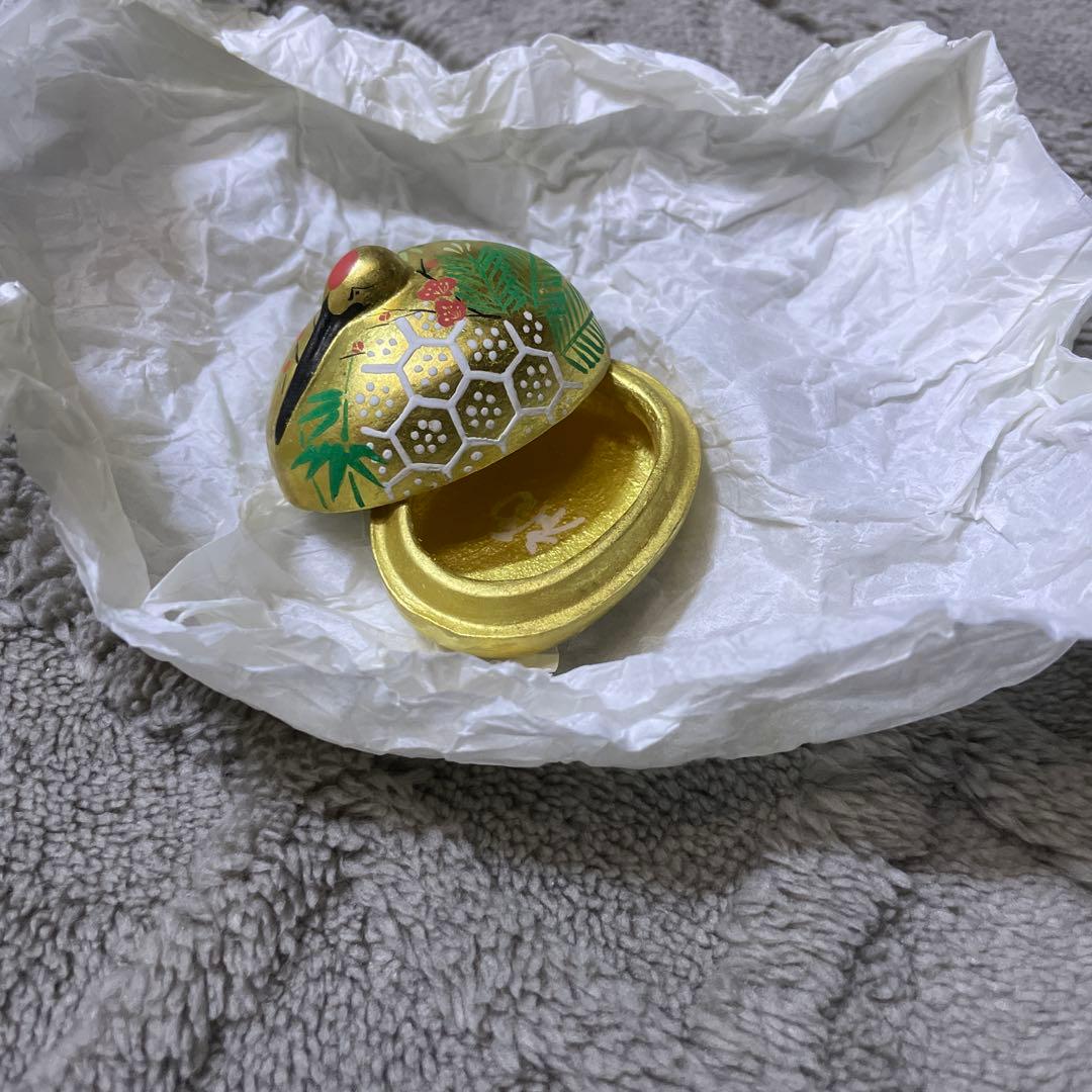 中村信喬　香合　金鶴　未使用