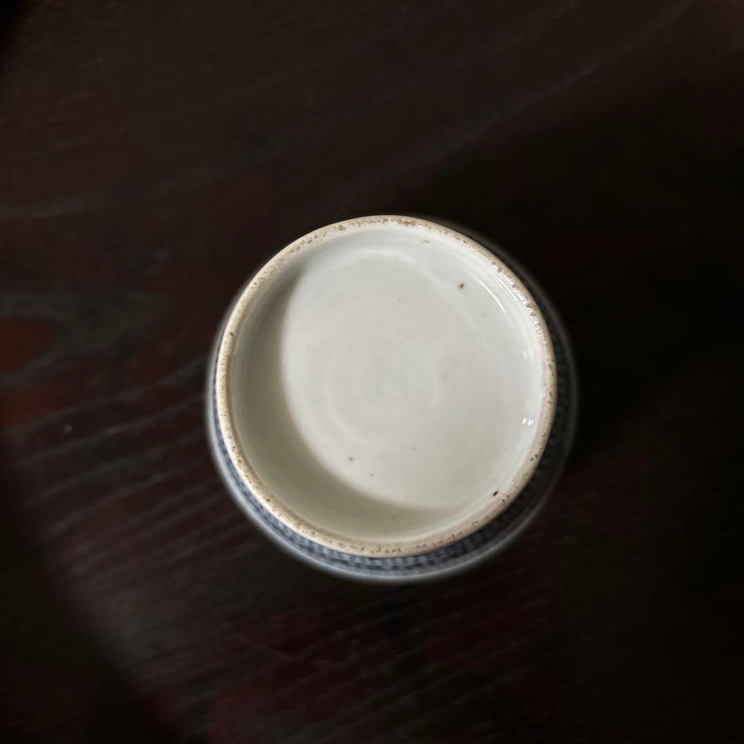 古伊万里蕎麦猪口大きめ猪口1点 江戸幾何学文　アンティーク　骨董白磁　検:李朝