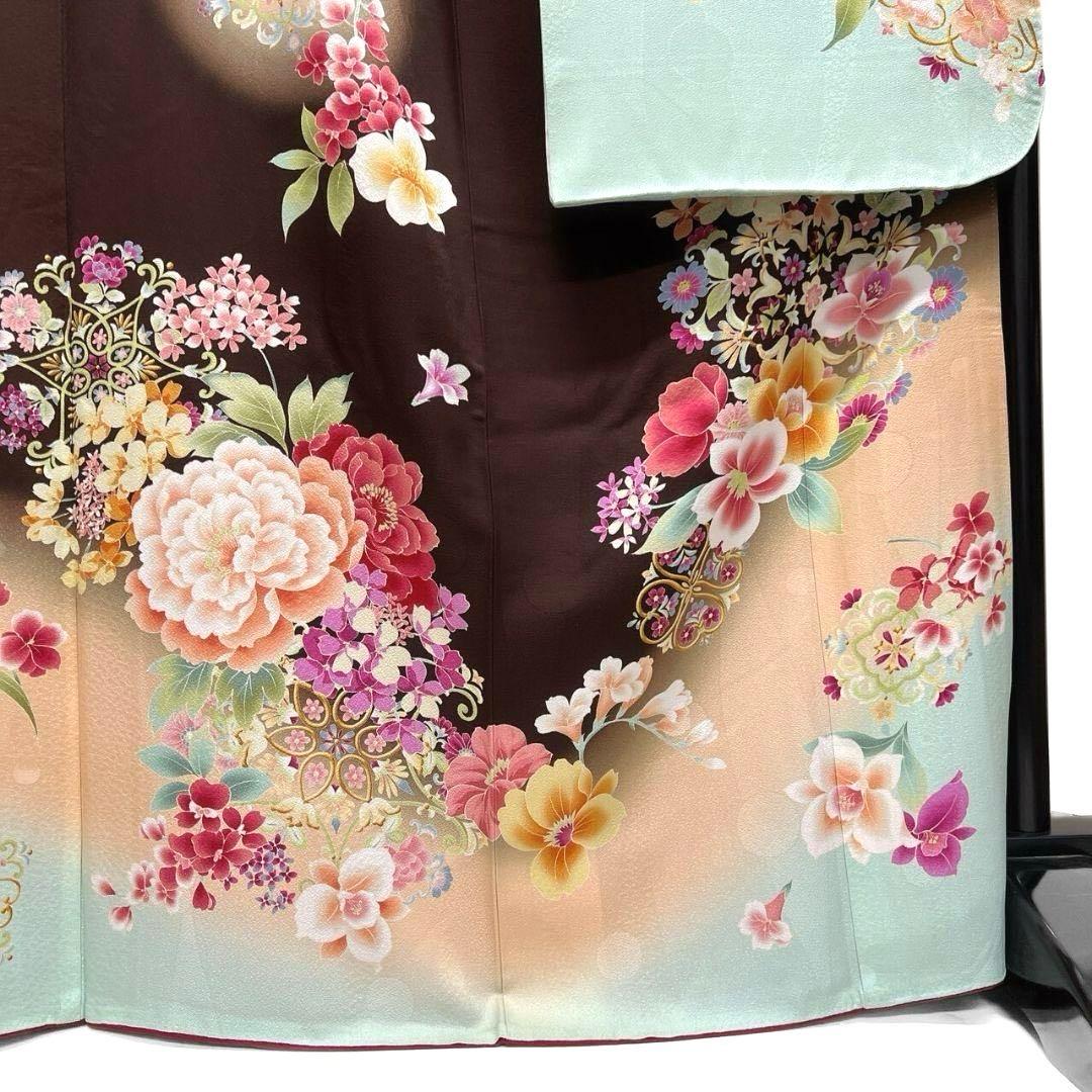 振袖　刺繍　牡丹　花紋　花模様　成人式 晴れの日 着物 045a p