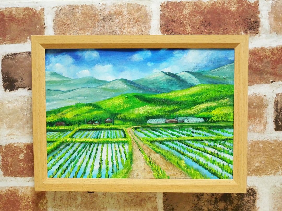 油絵 絵画 【田舎の田んぼ】