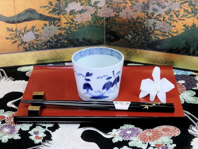 古伊万里　染付　朝顔の図　蕎麦猪口　C615AS-CXh